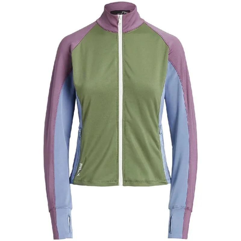 Deep Discounts New RLX Golf Ralph Lauren Women's Color-Blocked Jersey Full-Zip Jacket Size M MSP$168