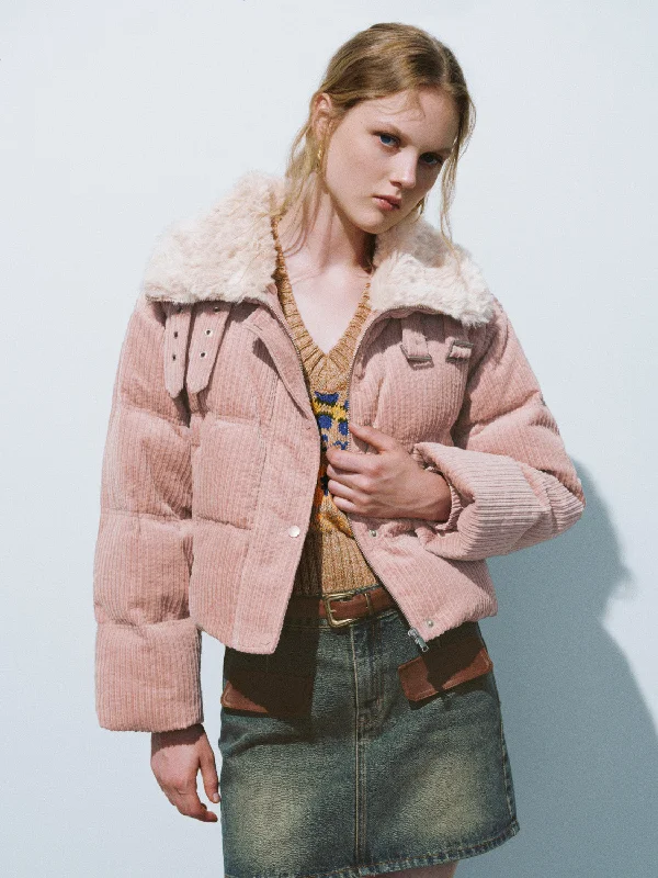 Special Discount Faux Fur Collar Down Outerwear