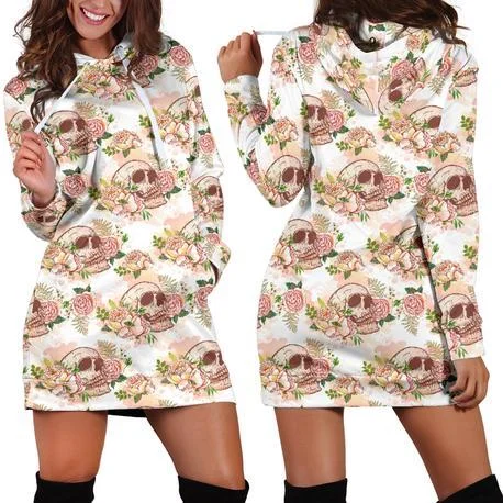 Deal Mania Floral Skull Hoodie Dress TL