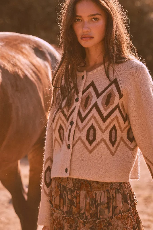 Now or Never New Angle Geometric Button-Front Cardigan