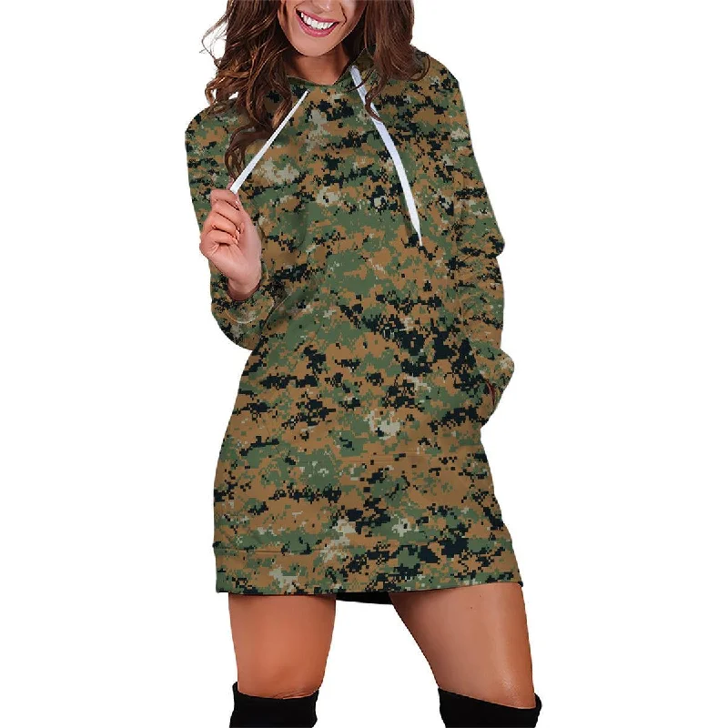 Hurry In American MARPAT Marine pattern Woodland Camo Dress Hoodie