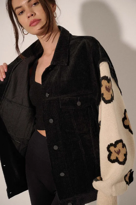 Savings Galore Flower and Furrow Sweater-Sleeve Corduroy Jacket