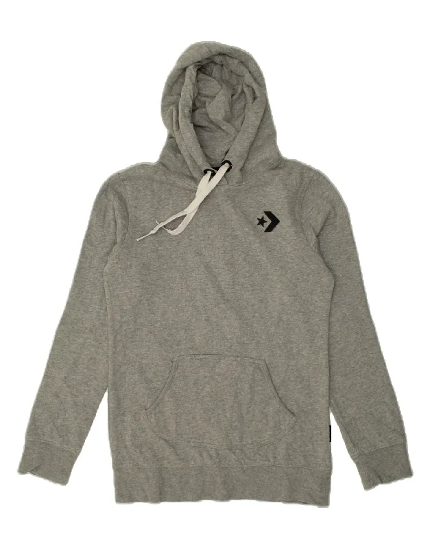 Clearance Sale CONVERSE Womens Hoodie Jumper UK 14 Large Grey Cotton