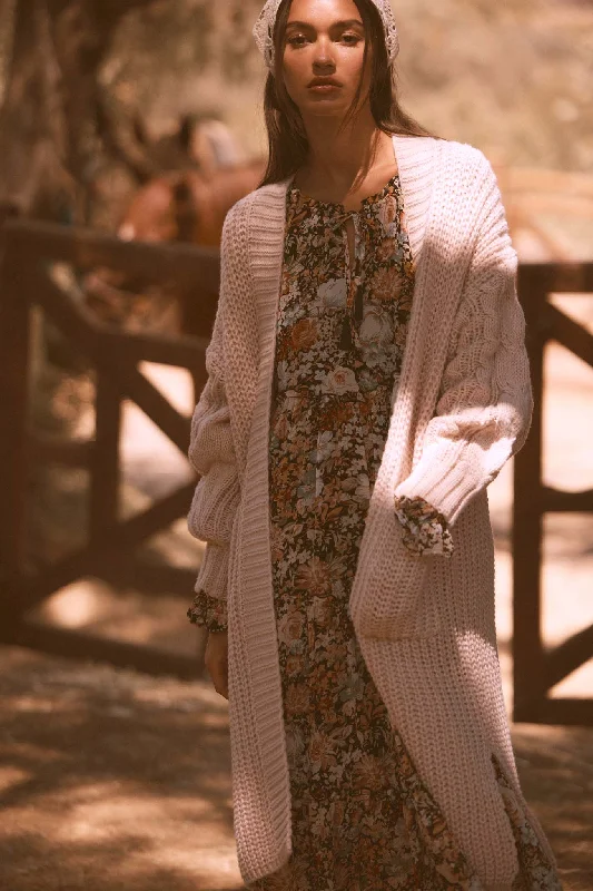 Instant Discount Winding Path Open-Front Cable Knit Duster Cardigan