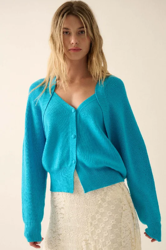 Value Deals Shrug It Off Layered-Look Rib-Knit Cardigan Sweater