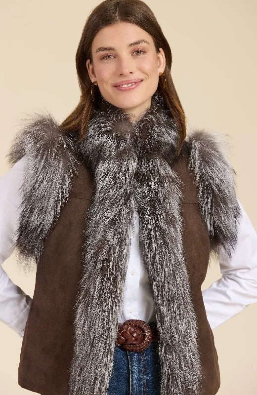 Closeout Fur Suede Vest - Walnut