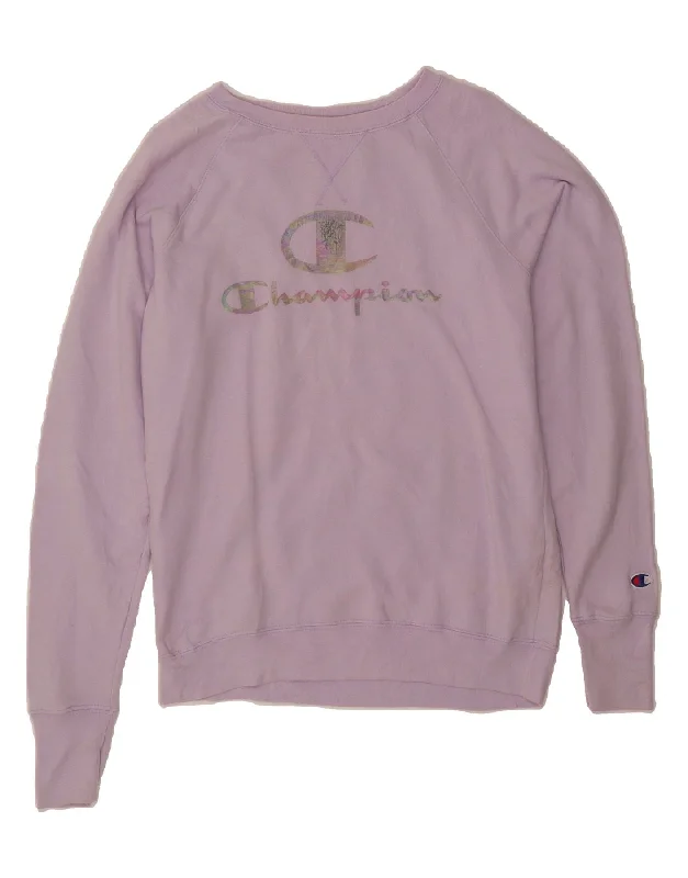 Fantastic Deals CHAMPION Womens Graphic Sweatshirt Jumper UK 14 Medium Purple Cotton Fantastic Deals CHAMPION Womens Graphic Sweatshirt Jumper UK 14 Medium Purple Cotton