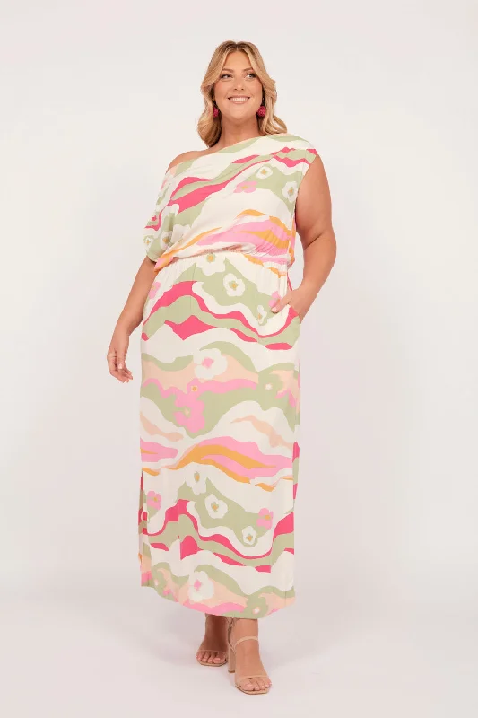 Weekend Deal Alice Drop Shoulder Maxi Dress in Solene Olive