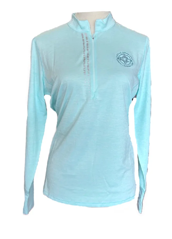 Online Specials New Annika By Cutter & Buck Aqua Heather Golf Pullover w/ Logo Size M