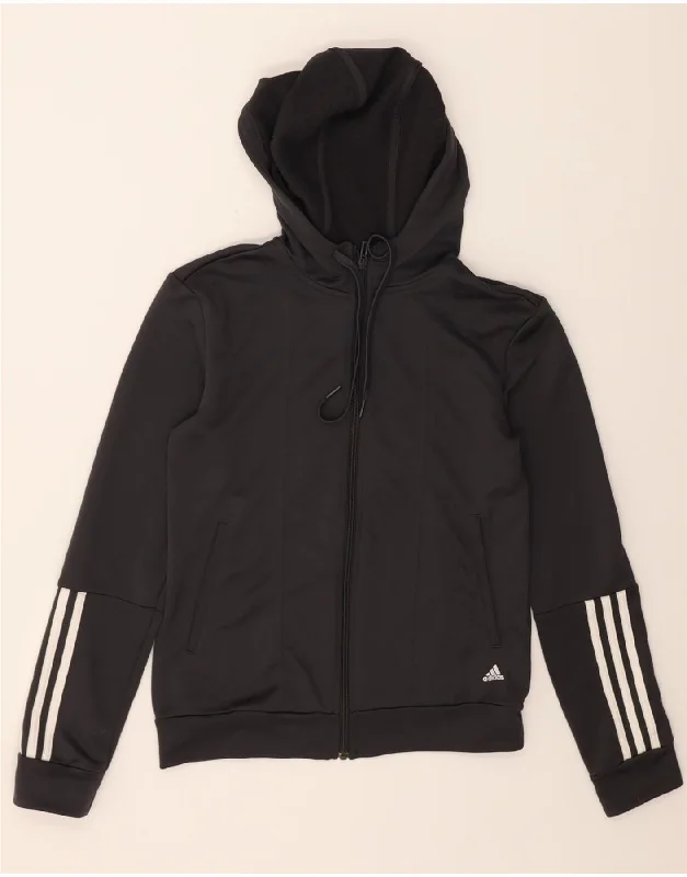 Quick Sale ADIDAS Womens Climalite Zip Hoodie Sweater UK 8/10 Small Grey Polyester