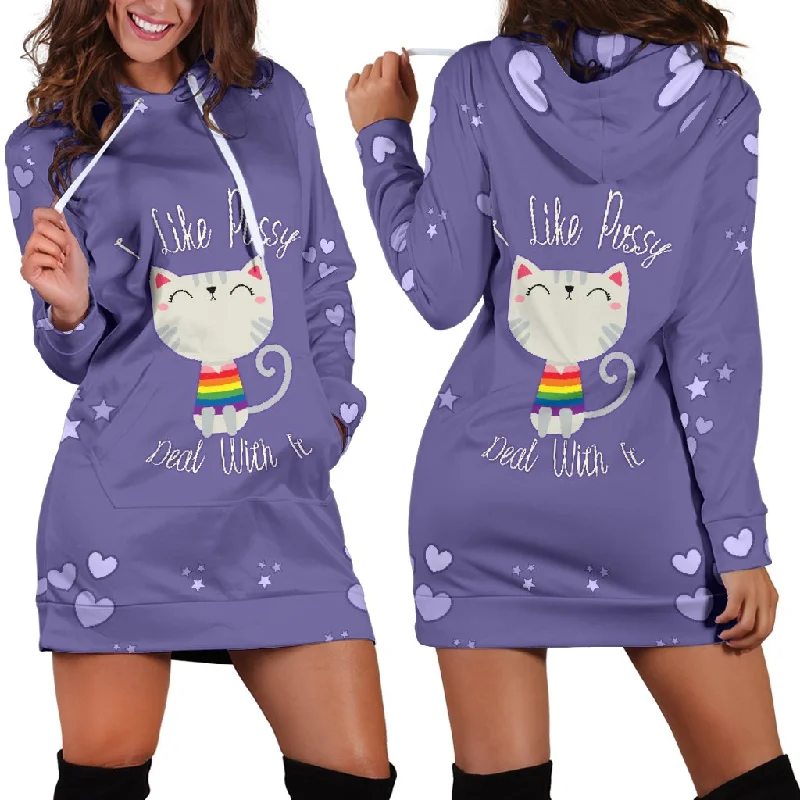 Exclusive Access I Like Pussy Deal With It Hoodie Dress