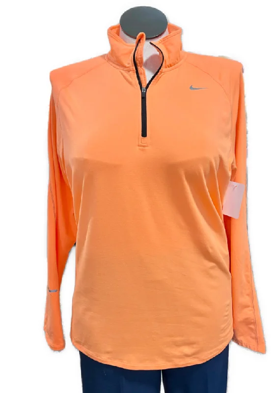 Fantastic Offers Nike Dri-Fit Women's 1/4 Zip Bright Orange Long Sleeve Running Pullover Size XL MSP$75