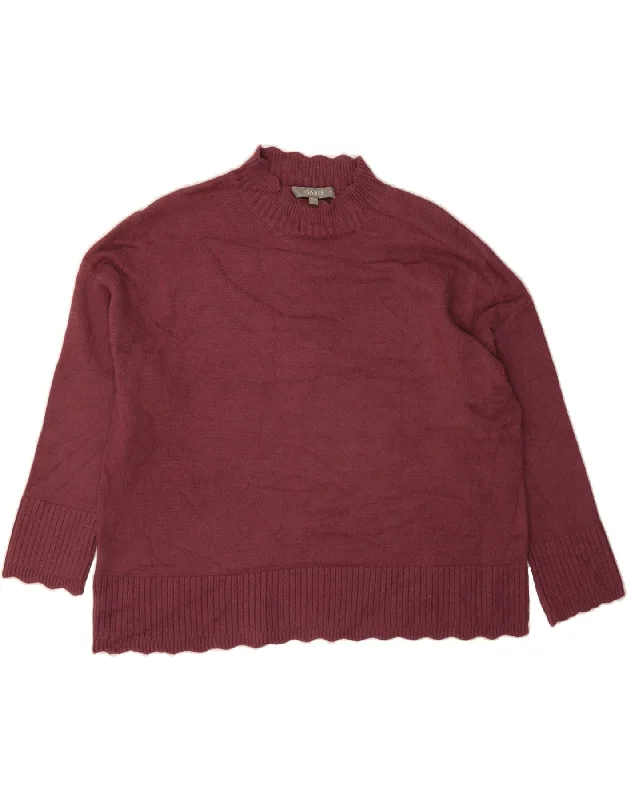 Price Reduction OASIS Womens Turtle Neck Jumper Sweater UK 14 Medium Maroon Viscose