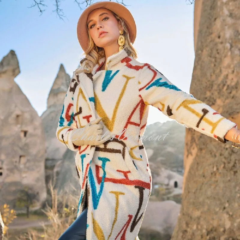 Year-End Sale Dolcezza Sherpa 'Alphabet' Print Coat - Style 73880