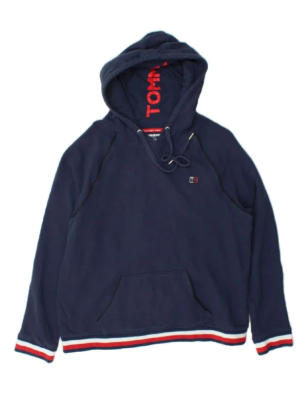 Today's Special TOMMY HILFIGER Womens Hoodie Jumper UK 16 Large Navy Blue Cotton