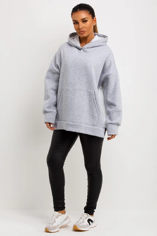 Limited Quantity Grey Oversized Hoodie With Contrast Back