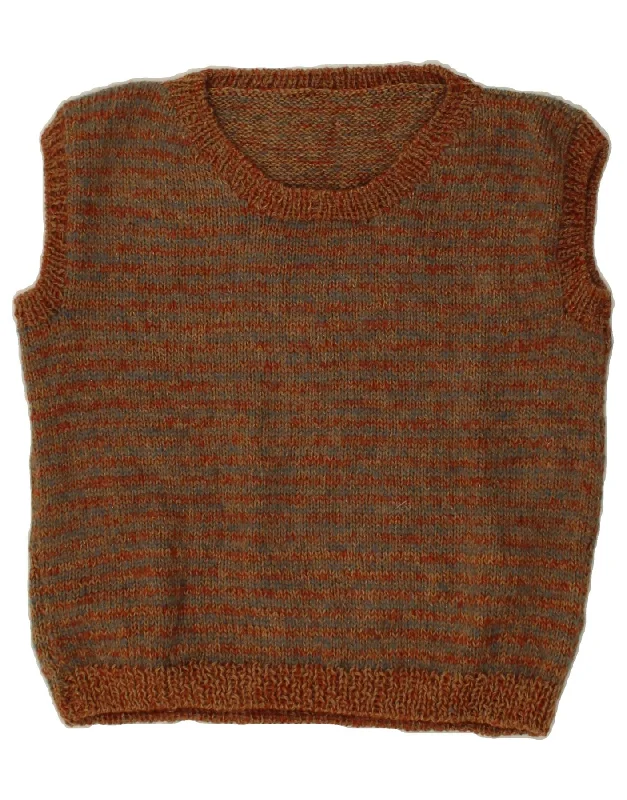Online Only VINTAGE Womens Vest Tank Top UK 14 Medium Brown Striped