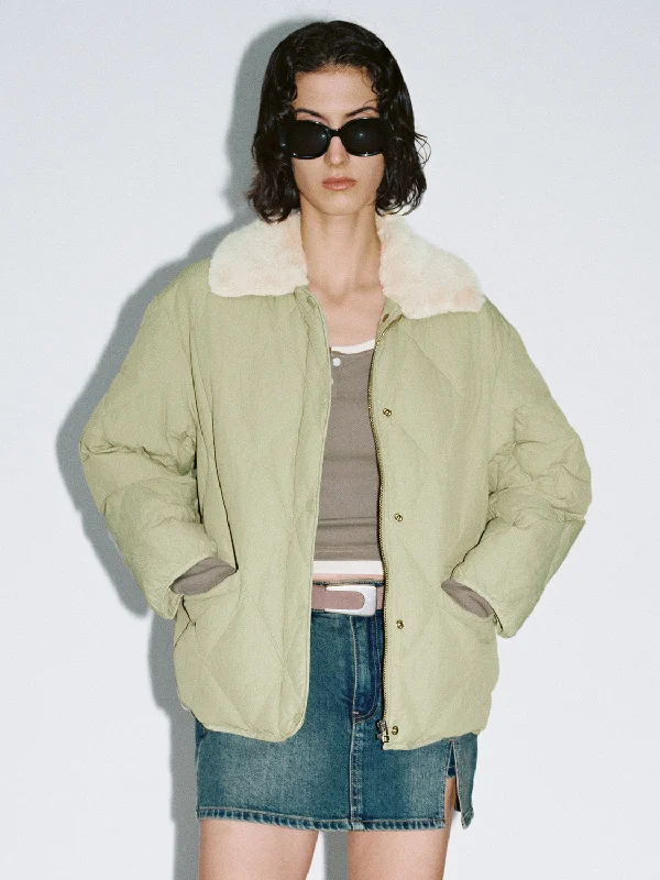 Price Drop Fur Collar Quilted Down Outerwear