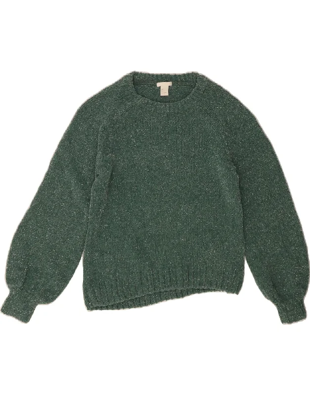 Super Bargain H&M Womens Boat Neck Jumper Sweater UK 10 Small Green Polyester