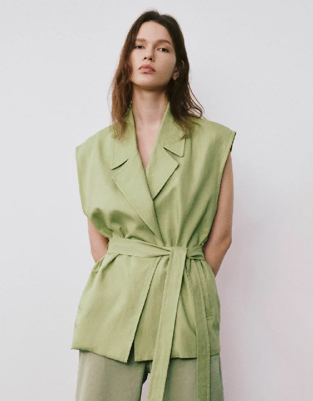 Exclusive Deal Shawl Collar Vest With Belt