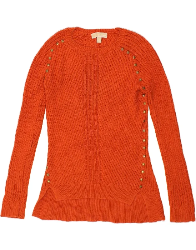 Deal Zone MICHAEL KORS Womens Boat Neck Jumper Sweater UK 14 Medium Orange Cotton