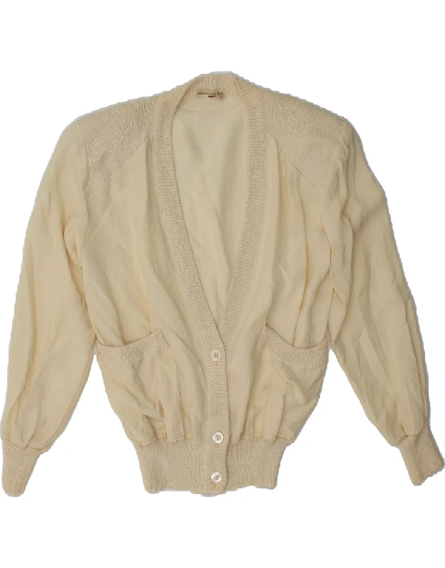 Huge Savings VINTAGE Womens Crop Cardigan Sweater UK 12 Medium Off White