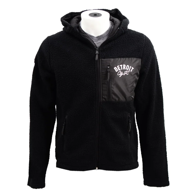Time-Limited Offer Pile Full Zip Hooded Jacket- Black