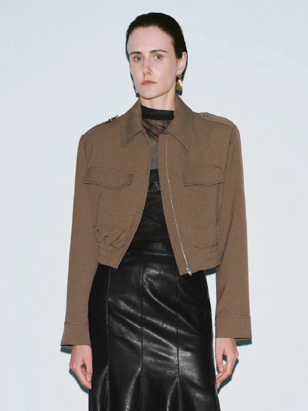 Massive Deals Drawstring Hem Cropped Jackets