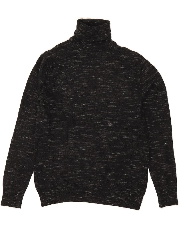 Super Deal REISS Womens Roll Neck Jumper Sweater UK 14 Large Black Flecked Wool