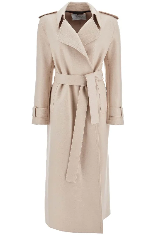 Bargain Blast pressed wool robe coat with nine words A1343MLK ALMOND