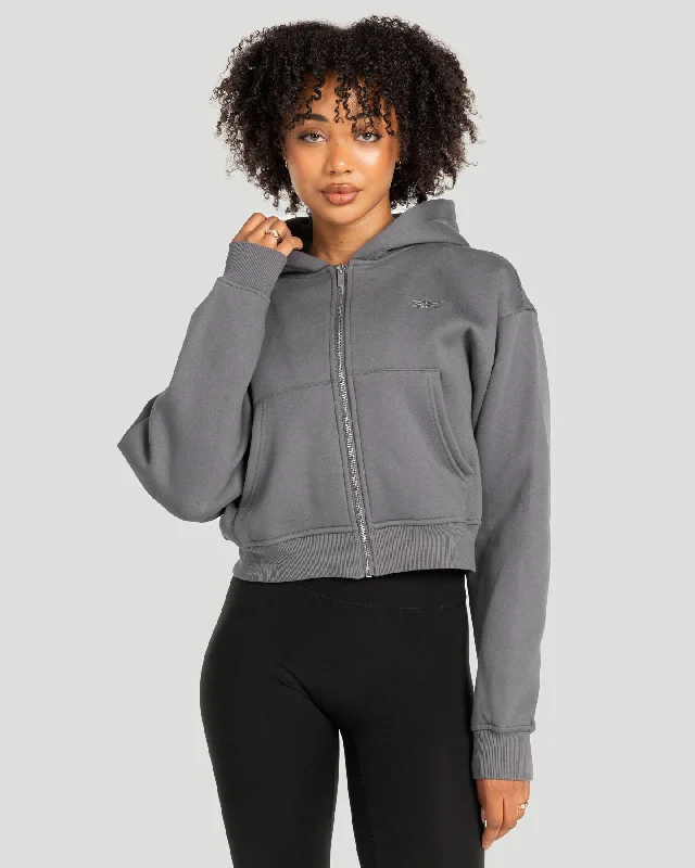 Fantastic Offers Cropped Classic Zip Through - Cool Slate