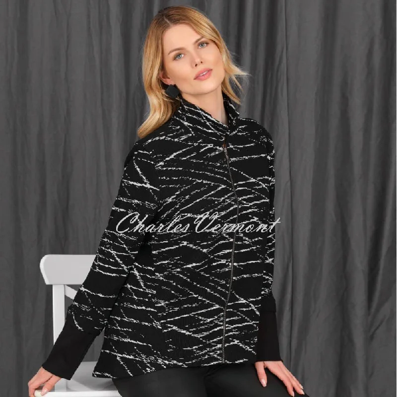 Online Only EverSassy Knit Zip Jacket - Style 12250 (Black / White)