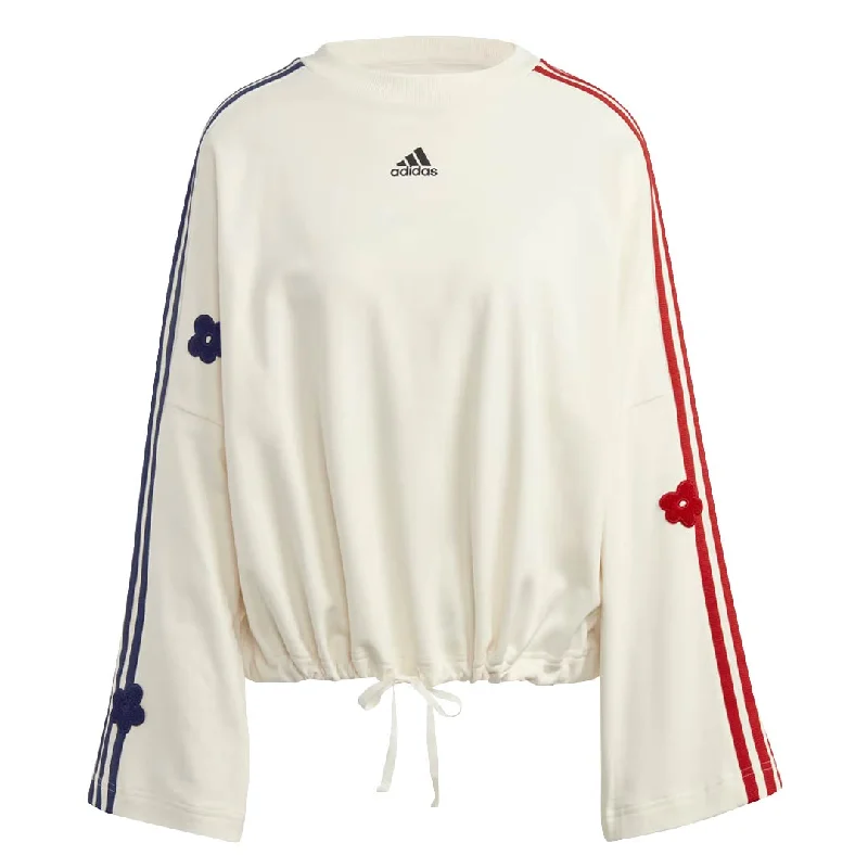 Price Blitz adidas - Women's Chenille Flower Patches 3-Stripes Sweatshirt (IC8695)