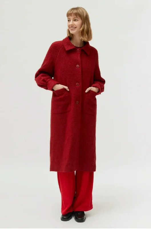 Deal Dash Red bouclé midi coat