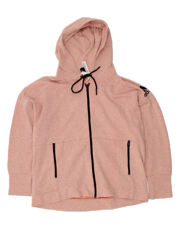 Daily Specials ADIDAS Womens Zip Hoodie Sweater UK 16/18 Large Pink Cotton