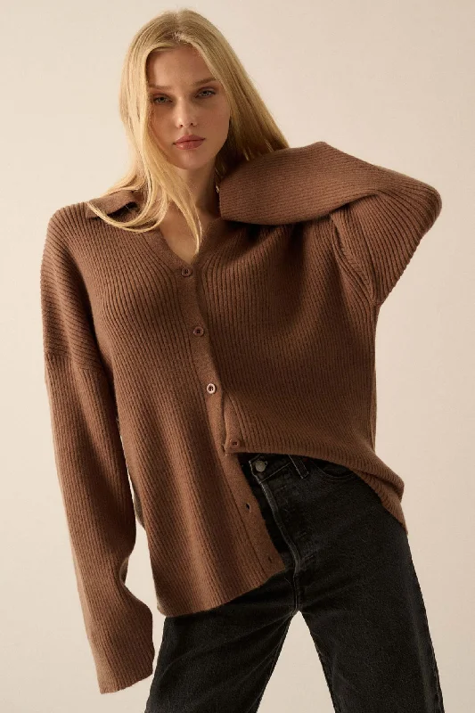 Deal Explosion Promise the Label Rib-Knit Oversize Cardigan Sweater