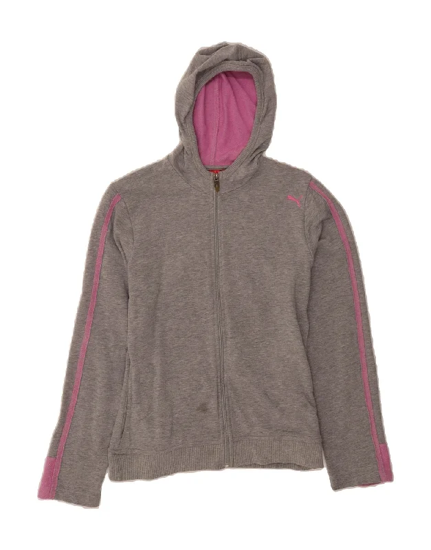 Blowout Deals PUMA Womens Zip Hoodie Sweater UK 14 Medium Grey