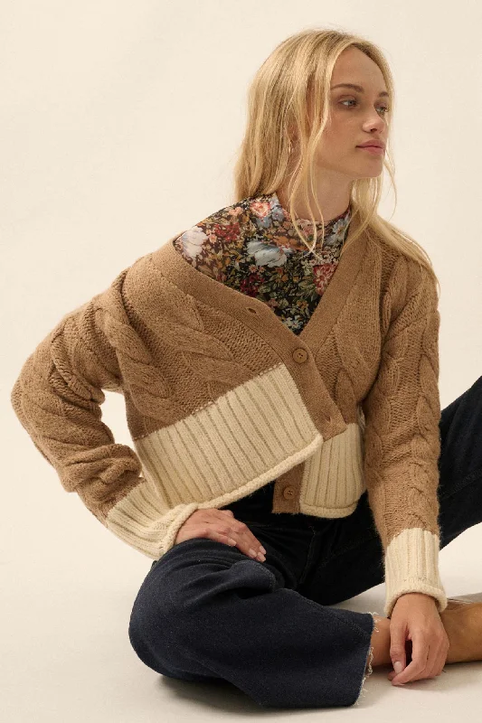 Quick Sale Here We Go Colorblock Cable Knit Cardigan