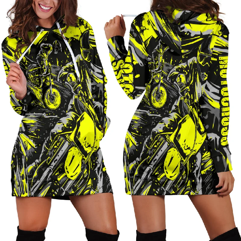 Discount Mania Motocross Hoodie Dress Yellow