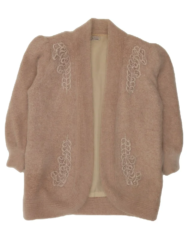 Final Sale VINTAGE Womens Open Cardigan Sweater UK 16 Large Beige Cotton