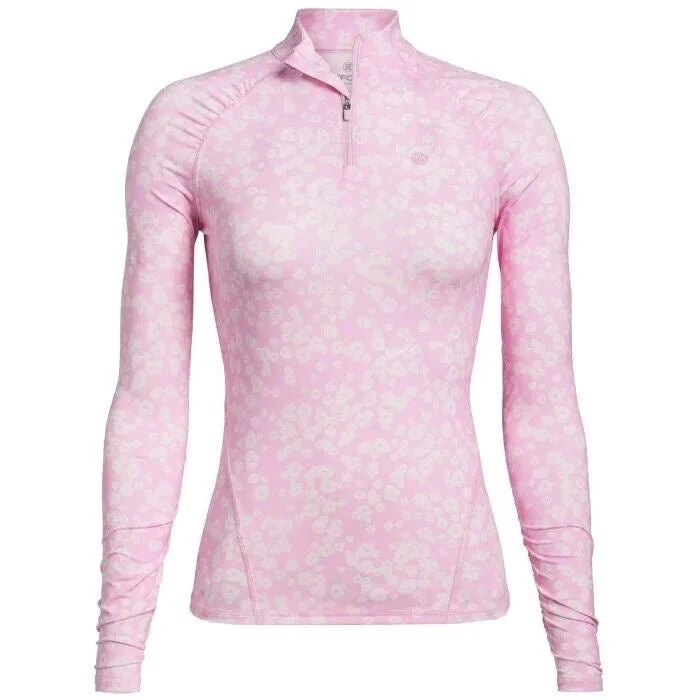 Price Drop Alert Women's G/Fore Pink Floral Silky Tech Zip Golf Pullover w/ Logo Size L MSP$155