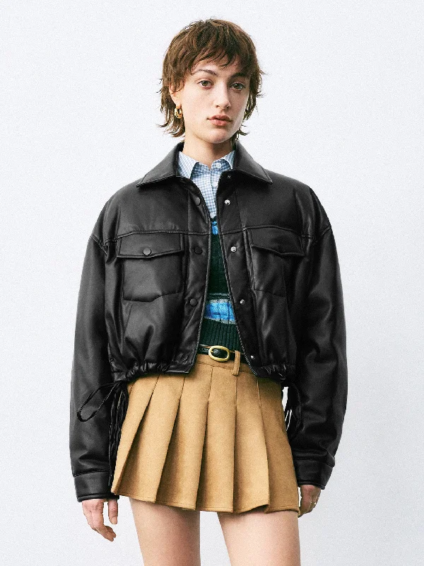 Price Cut Leather Down Outerwear