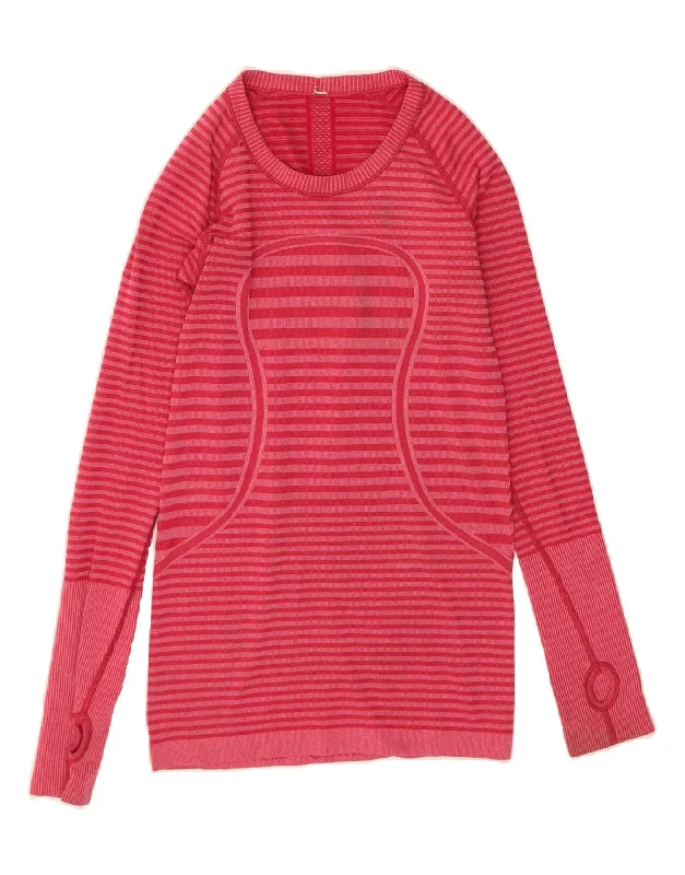 Special Price LULULEMON Womens Boat Neck Jumper Sweater UK 4 XS Pink Striped