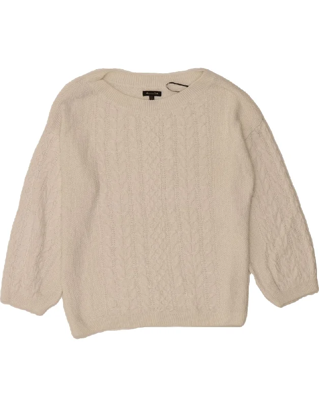 Super Savings MASSIMO DUTTI Womens Crop Boat Neck Jumper Sweater UK 14 Medium White