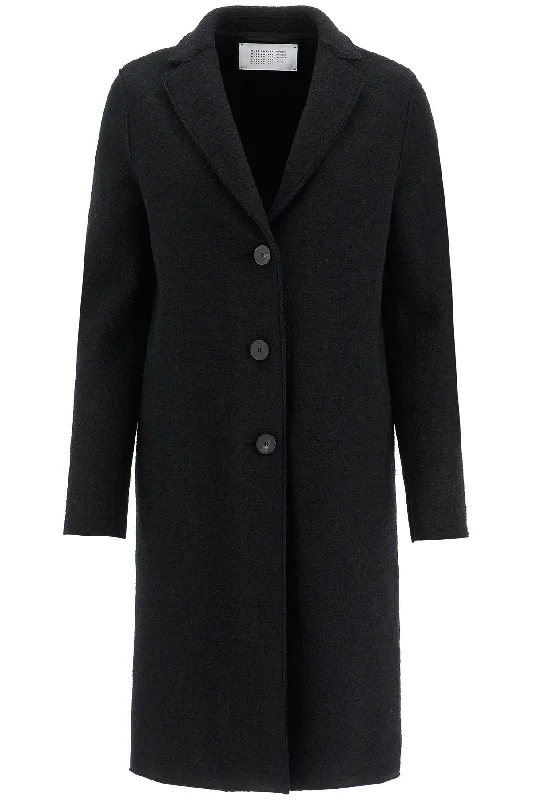 Deal Alert single-breasted wool coat in boiled A1331MLC BLACK