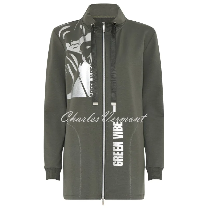 New Markdowns I'cona 'Green Vibe' Longline Jacket - Style 67185-60052-880 (Olive Green)