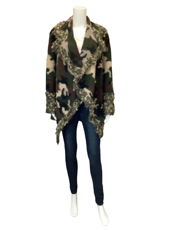 Must-Have Deals Simone Chang Womans Cardigan Open Front Camo Size: 6