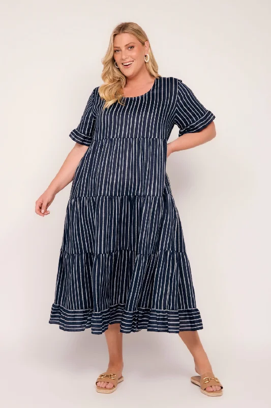Buy Now Sabre Linen Frill Dress in Boathouse