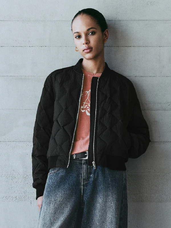 Act Fast Zip Up Front Quilted Down Outerwear