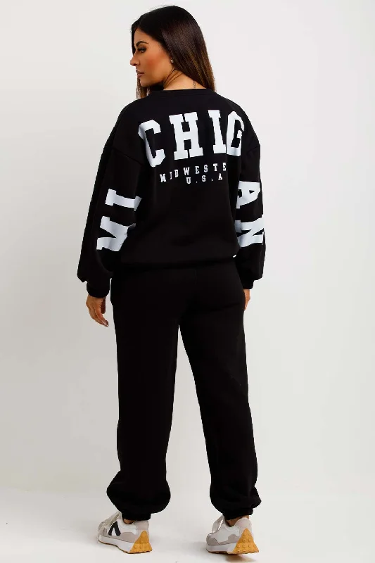 Don't Wait Black Sweatshirt And Joggers Tracksuit With Michigan Slogan